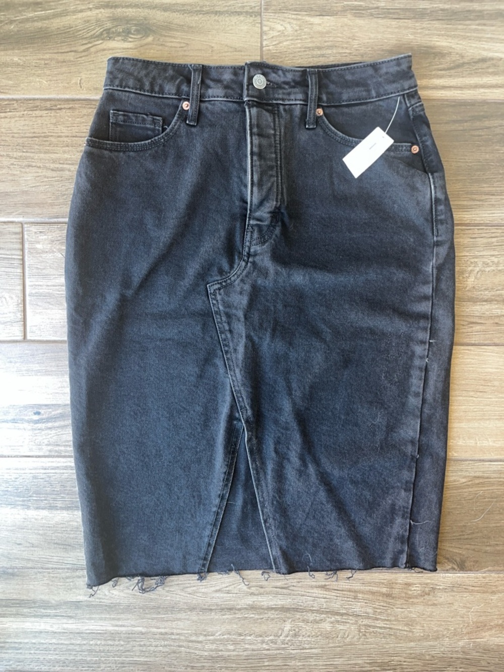 *NEW W/Tags* Black Denim Pencil Skirt with Front Slit
